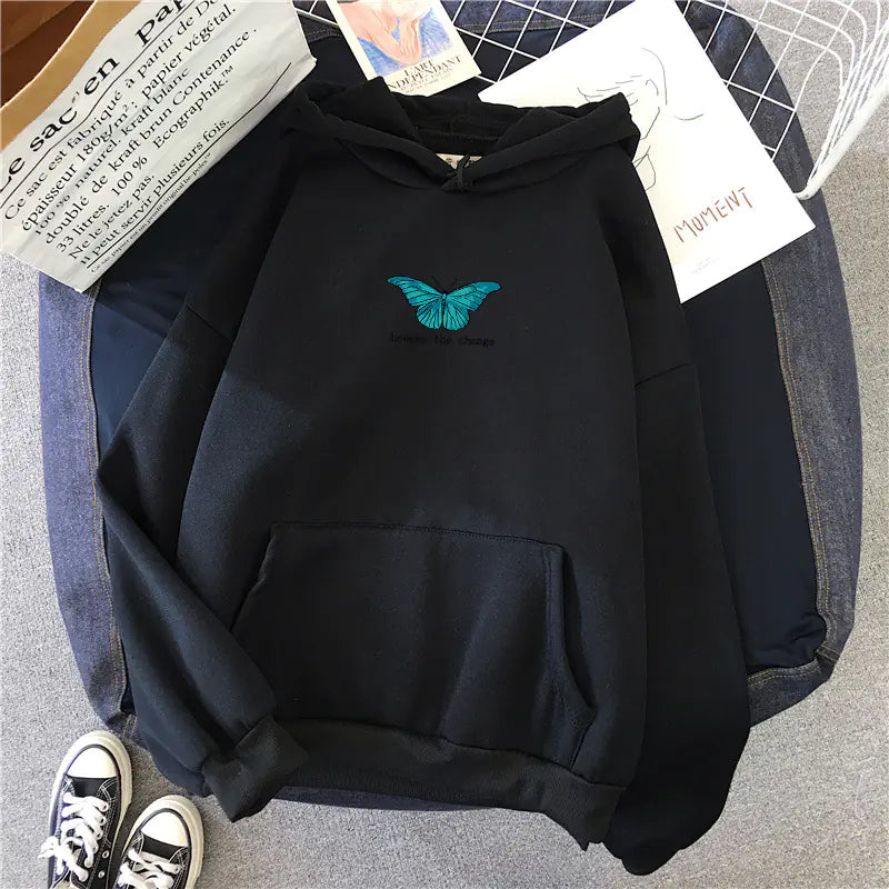 Loose Single Butterfly Sweatshirt Hoodie