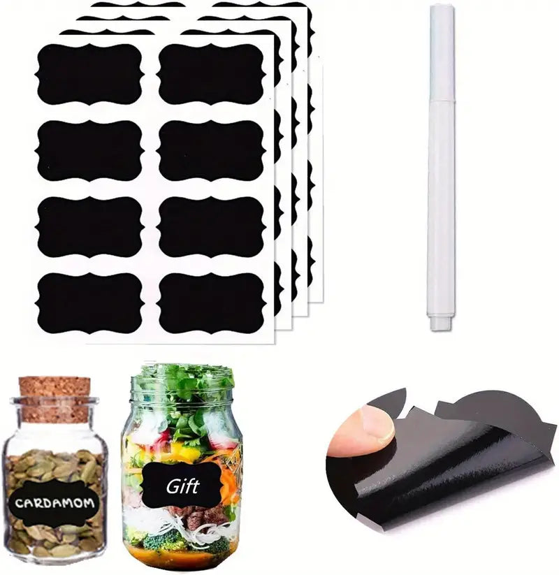 120pcs Erasable Chalkboard Labels with Pen for Jars
