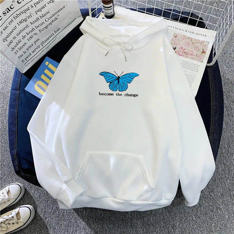 Loose Single Butterfly Sweatshirt Hoodie