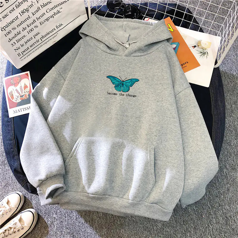 Loose Single Butterfly Sweatshirt Hoodie