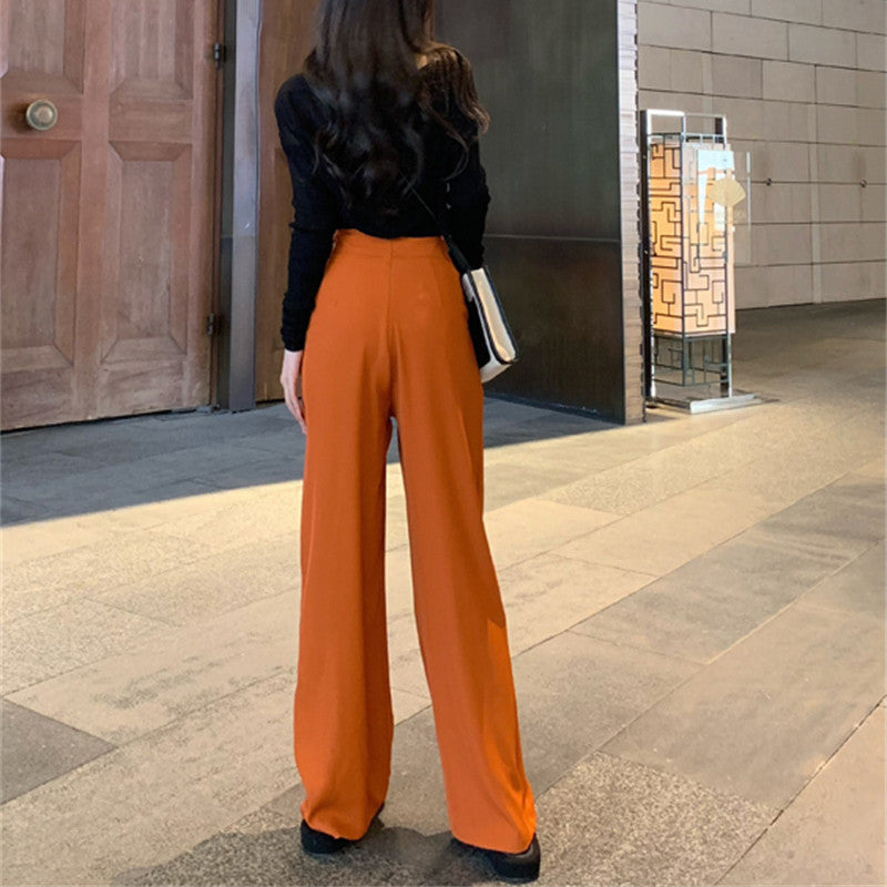 High Waisted Cross-V Cut Wide Leg Trousers